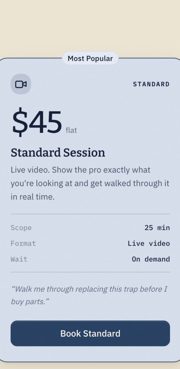 A session, priced upfront